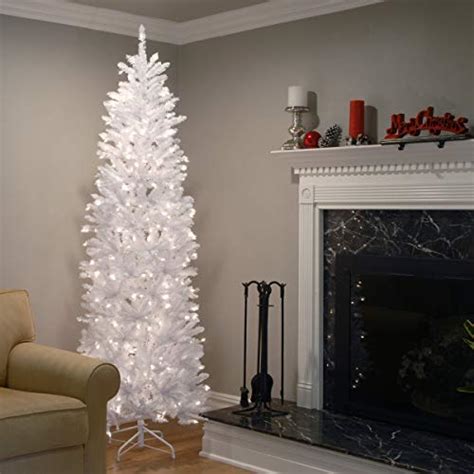 white pre lit slim christmas tree|best slim christmas trees prelit.